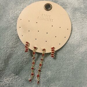 Urban Outfitters Ruby and Gold Drop Earrings